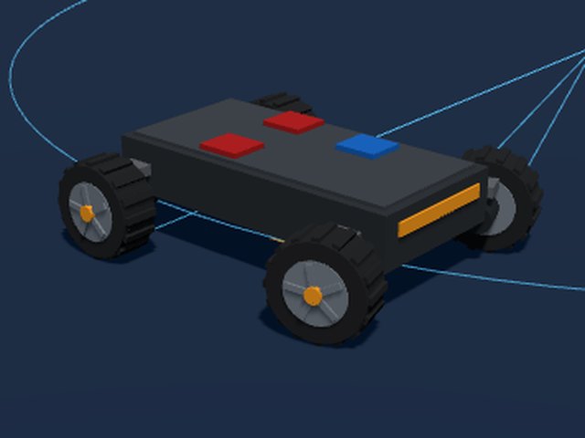 Robot with four driven and steered wheels