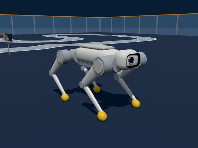 AgiBot D1 robot dog with a warm-white shell, black camera face and yellow feet
