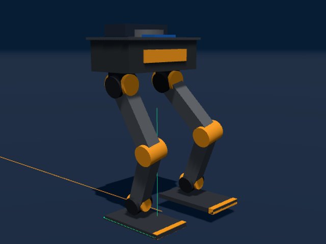 Two humanoid legs with a pelvis, walking