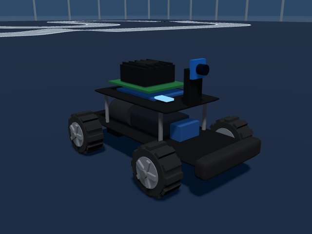 JetRacer, a small black RC car with a Jetson Nano deck and a front camera