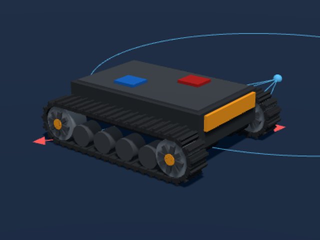 Tracked robot taking a turn