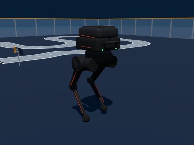 LimX TRON 1 biped, matt black with red stripes, standing on point feet